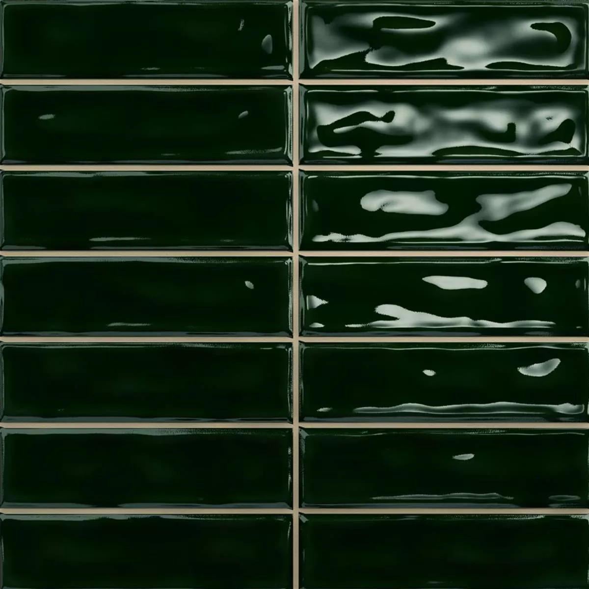 Sample Wall Tiles Verbania Sticks Glossy Waved Dark Green 20x20cm