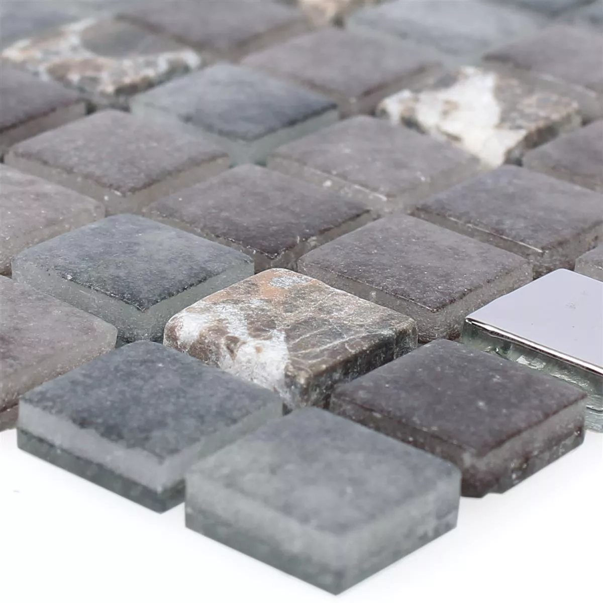 Sample Mosaic Tiles Glass Natural Stone Mix Freyland Brown