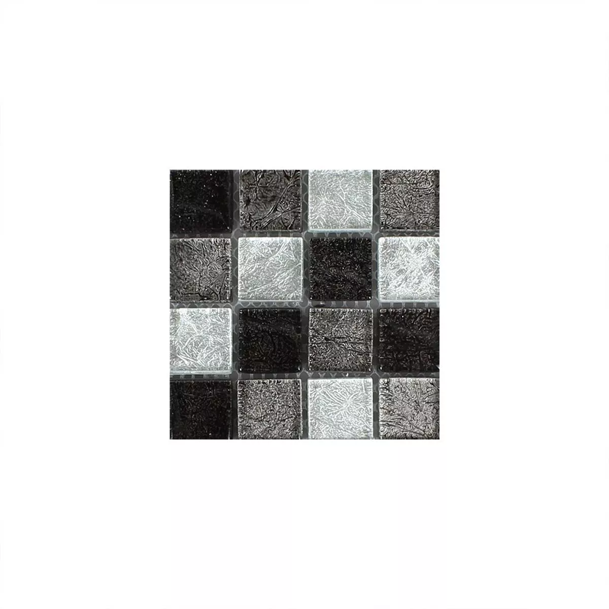 Sample Glass Mosaic Tiles Curlew Black Silver 