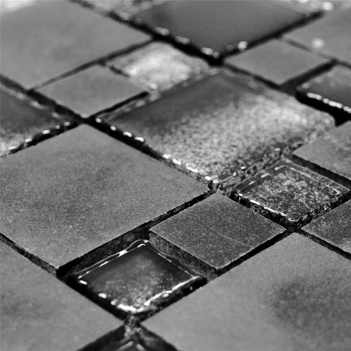 Sample Glass Natural Stone Mosaic Tiles Zoey Black