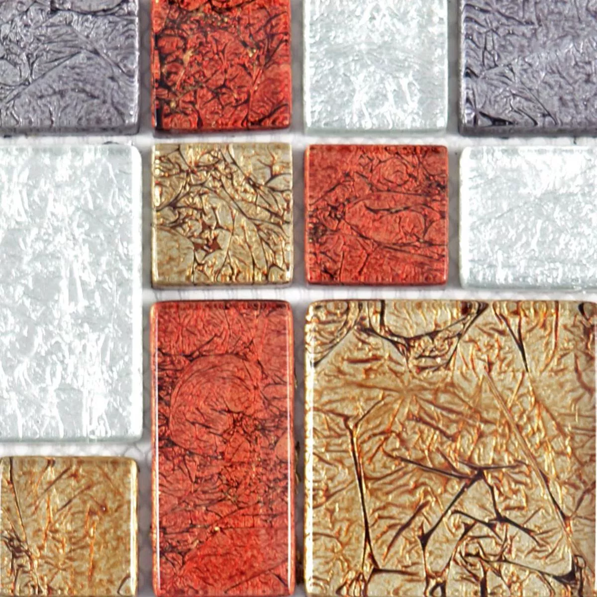 Sample Glass Mosaic Tiles Curlew Red Brown Silver ix