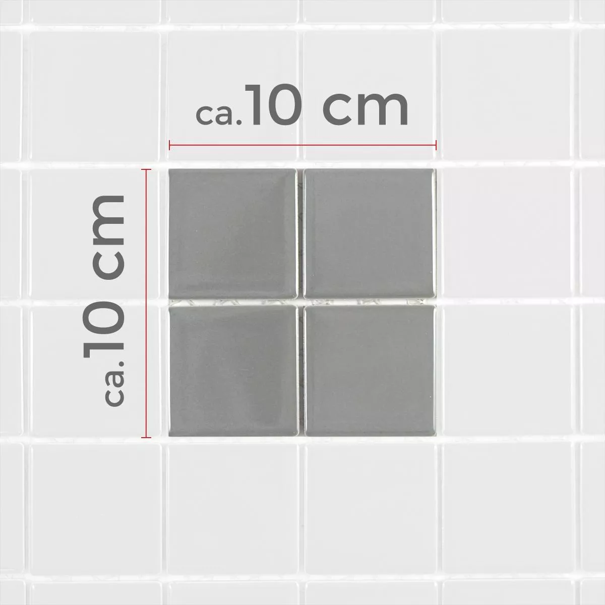 Sample Ceramic Mosaic Tiles Adrian Grey Glossy Square 48