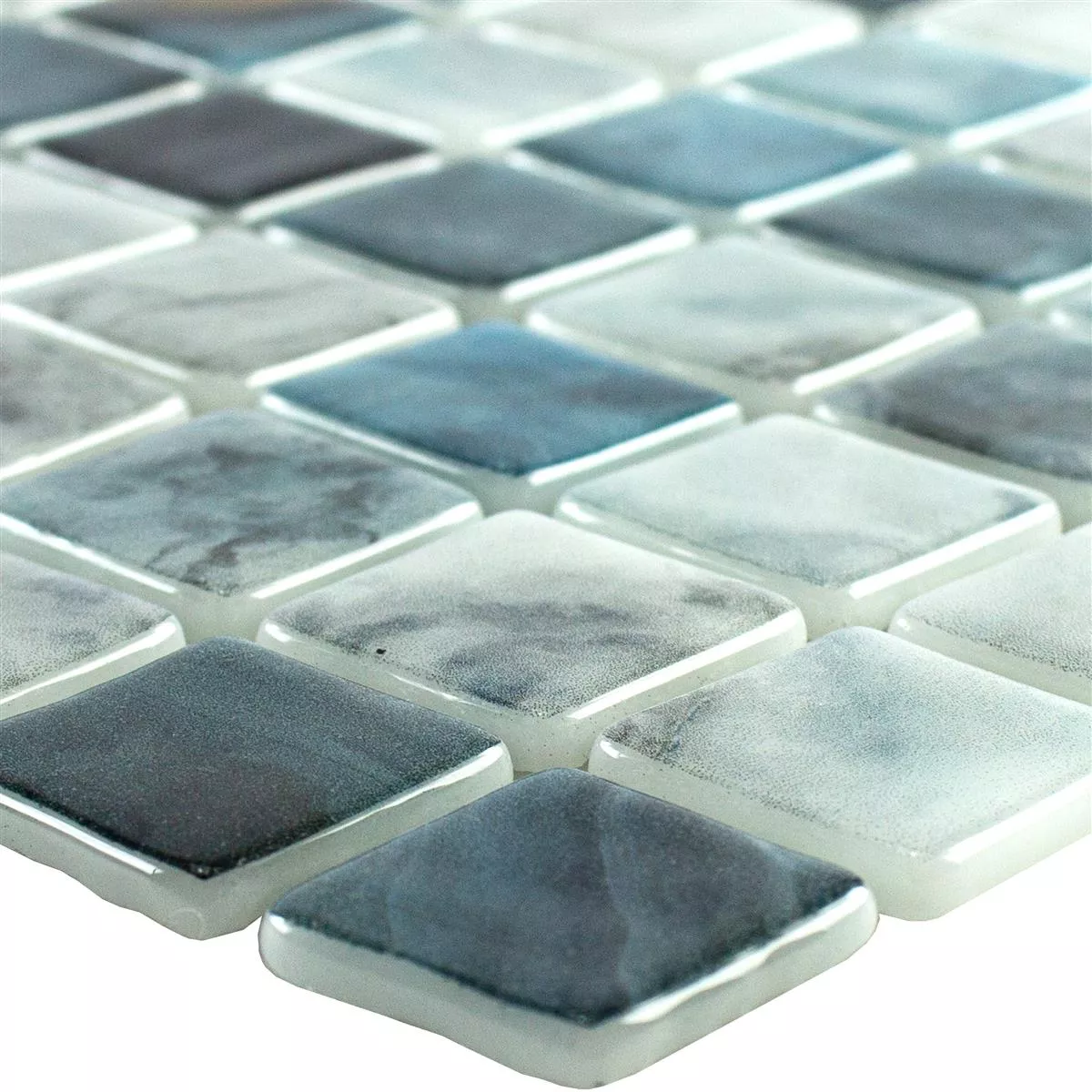 Glass Mosaic Swimming Pool Baltic Blue Grey 25x25mm
