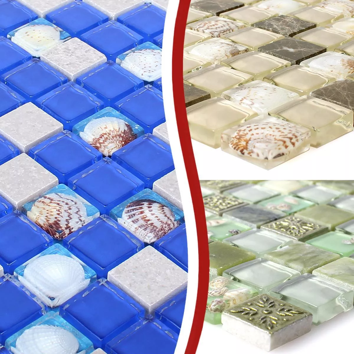 Sample Glass Mosaic Natural Stone Tiles Tatvan Shell