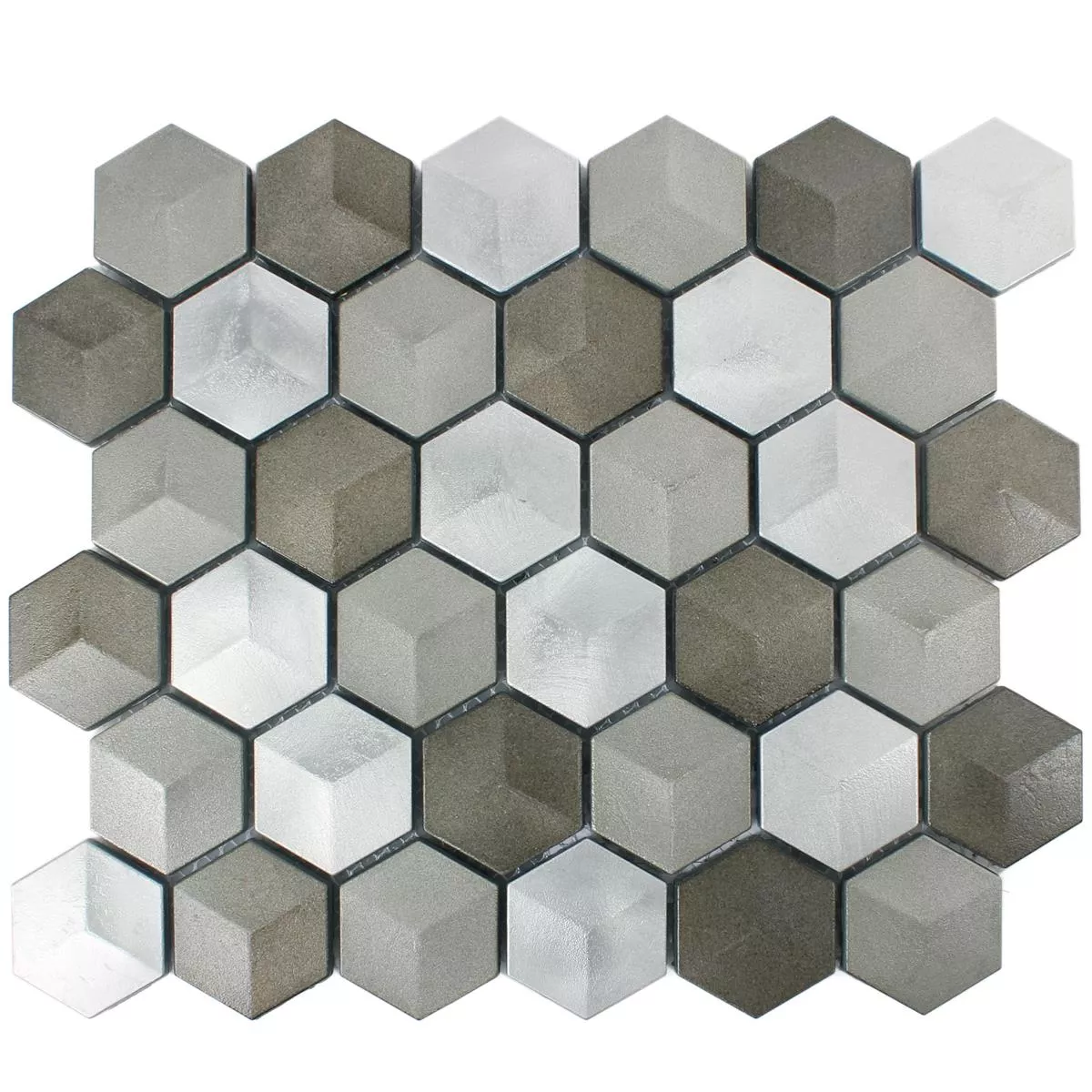 Sample Mosaic Tiles Hexagon Kandilo Brown Silver