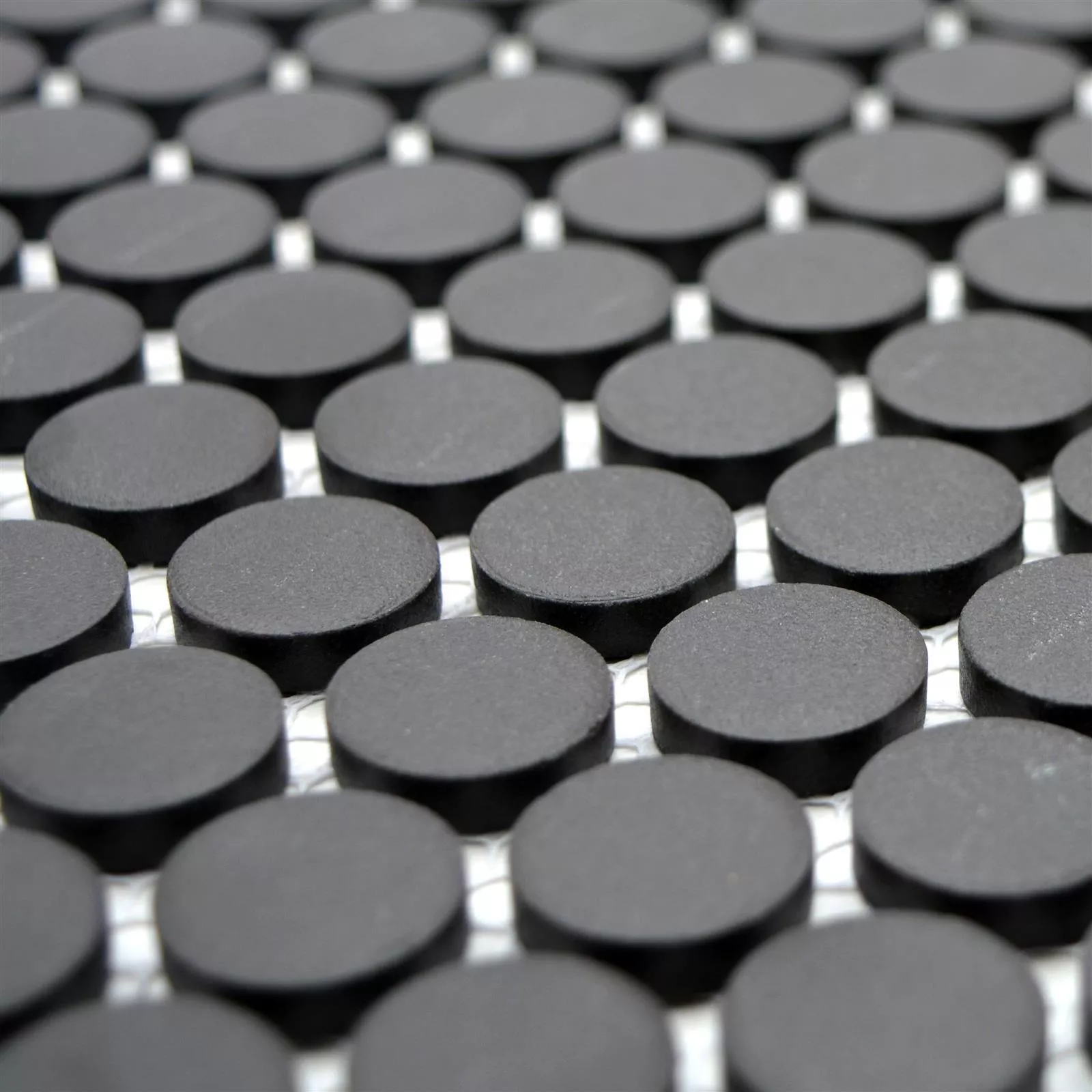 Sample Ceramic Mosaic Tiles Button Radoslov Unglazed Black