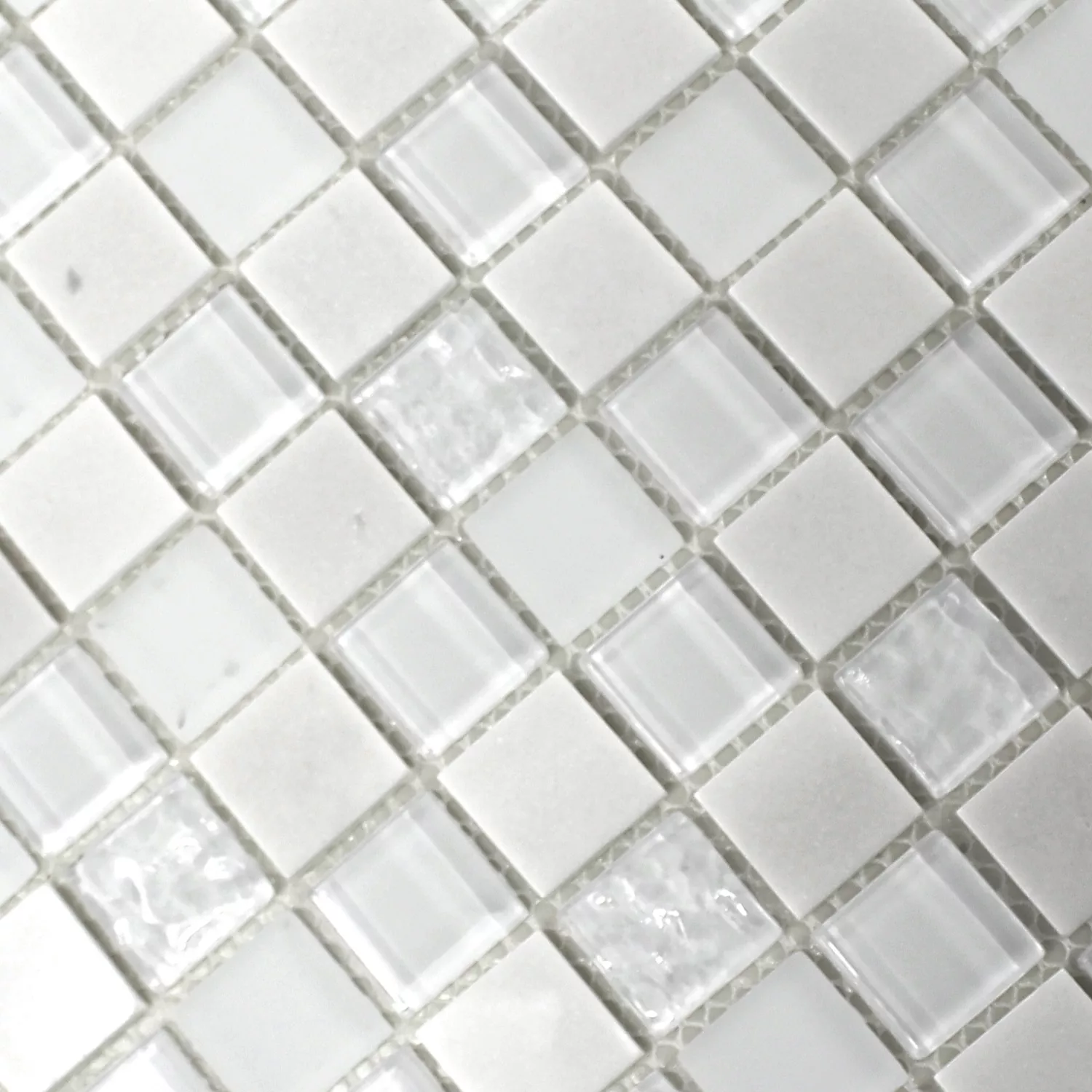 Sample Self Adhesive Mosaic Natural Stone Glass Mix White
