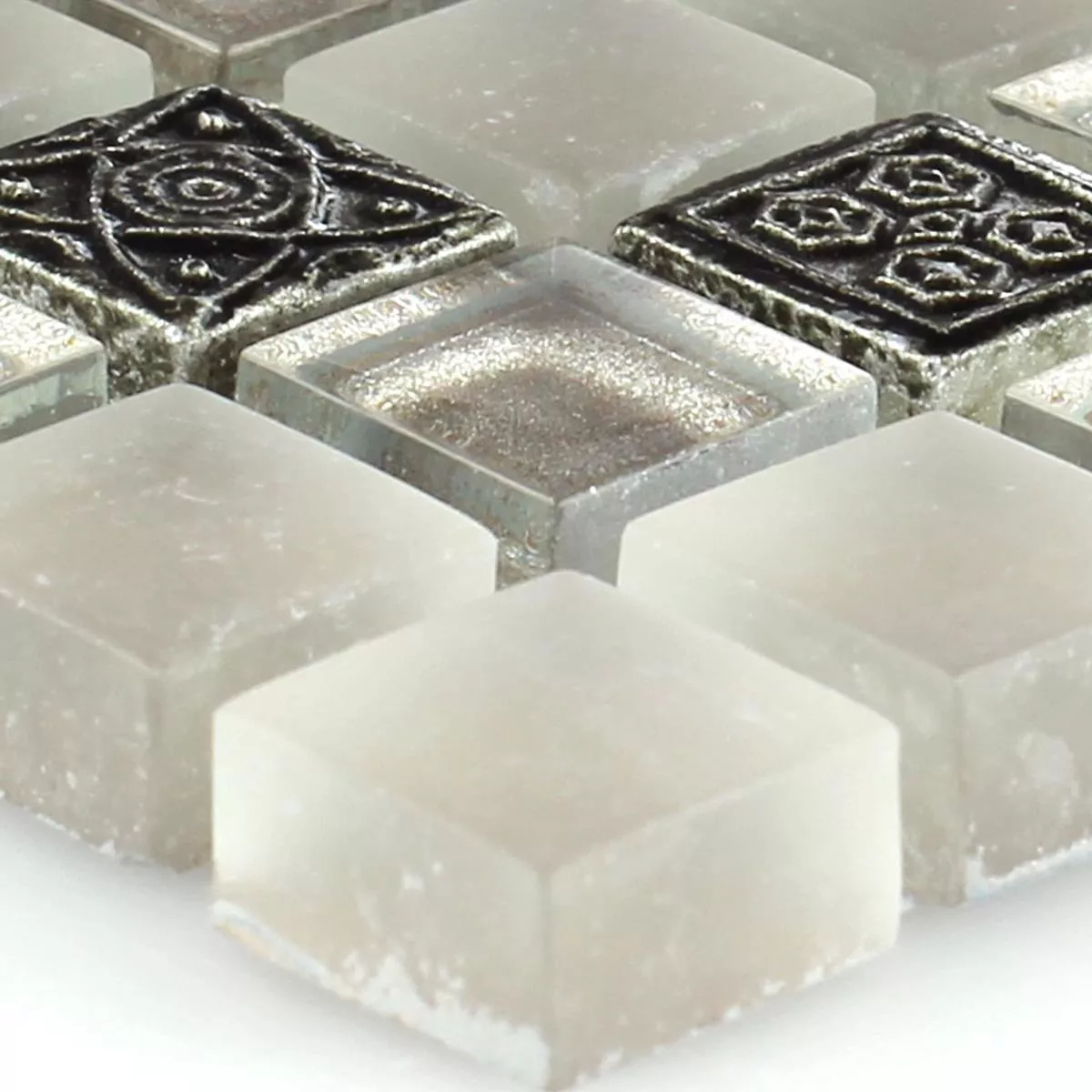 Sample Mosaic Tiles Glass Natural Stone Ornament Champagne