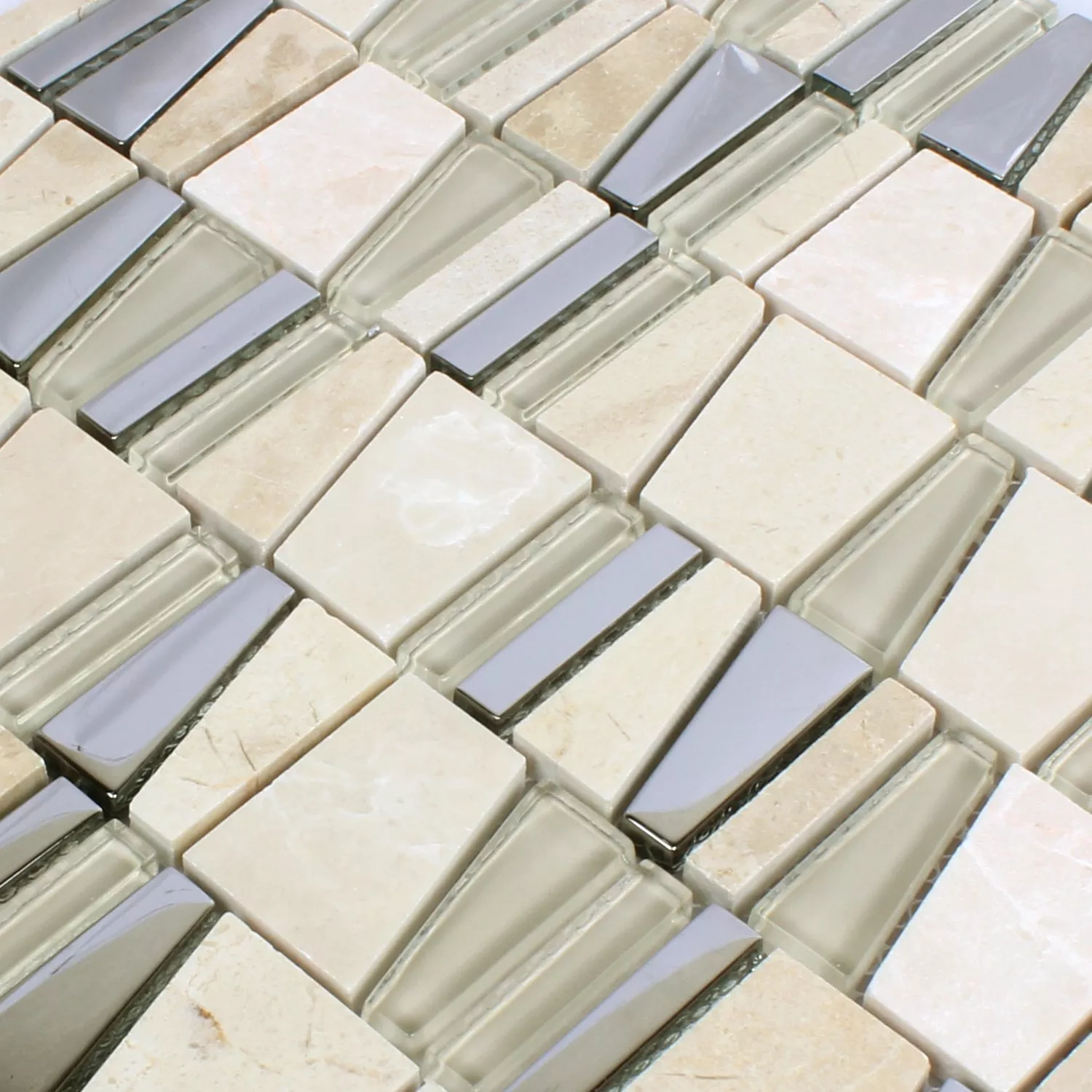 Sample Mosaic Tiles Natural Stone Glass Beige Effect