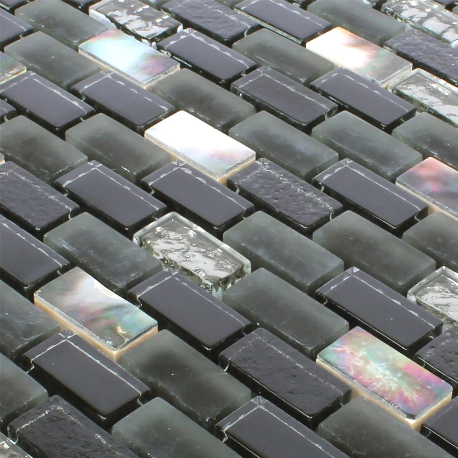 Mosaic Tiles Gondomar Glass Shell Mix Black
