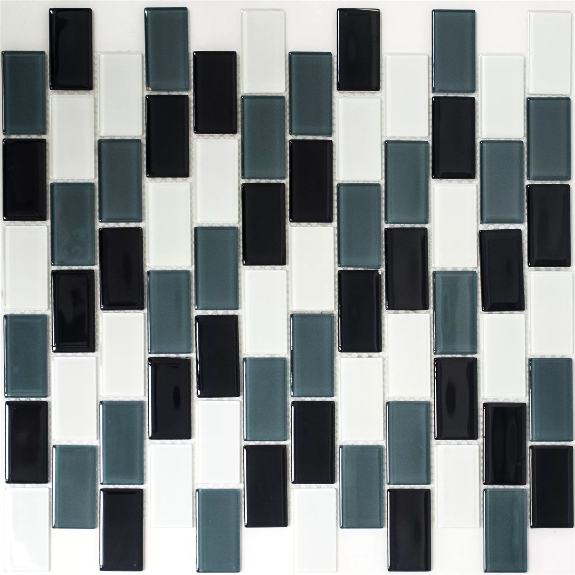 Sample Glass Mosaic Tiles Alpha Black Grey White