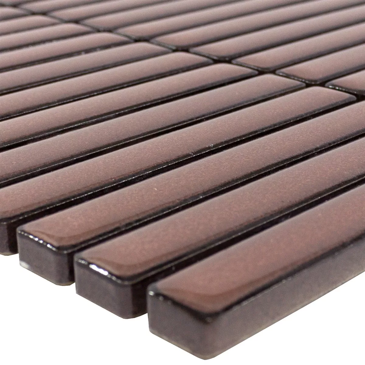 Mosaic Tile Wallachia Brown Glossy 12x92x8 mm