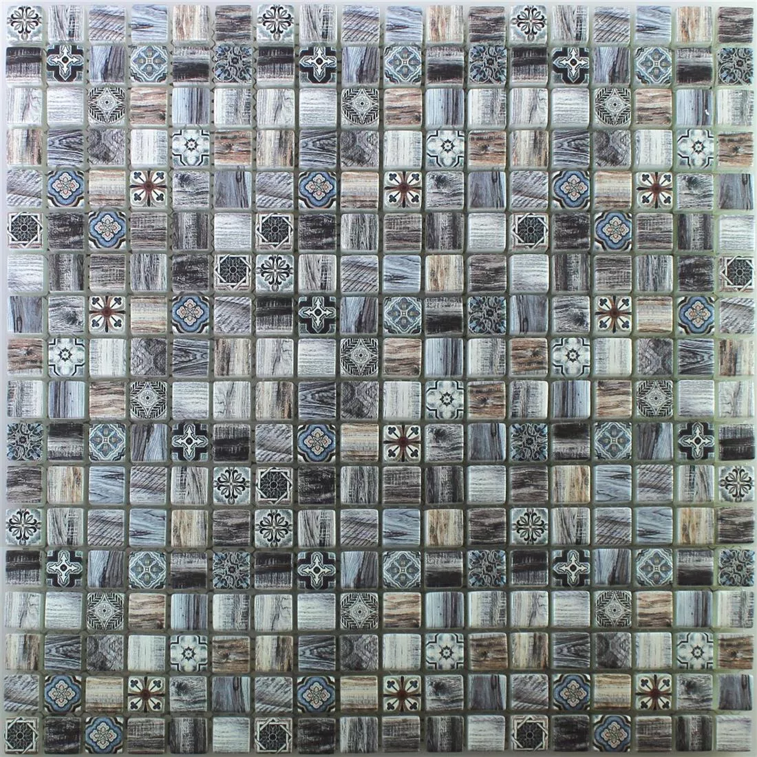 Glass Mosaic Wood Optic Tiles Vision Dark Grey