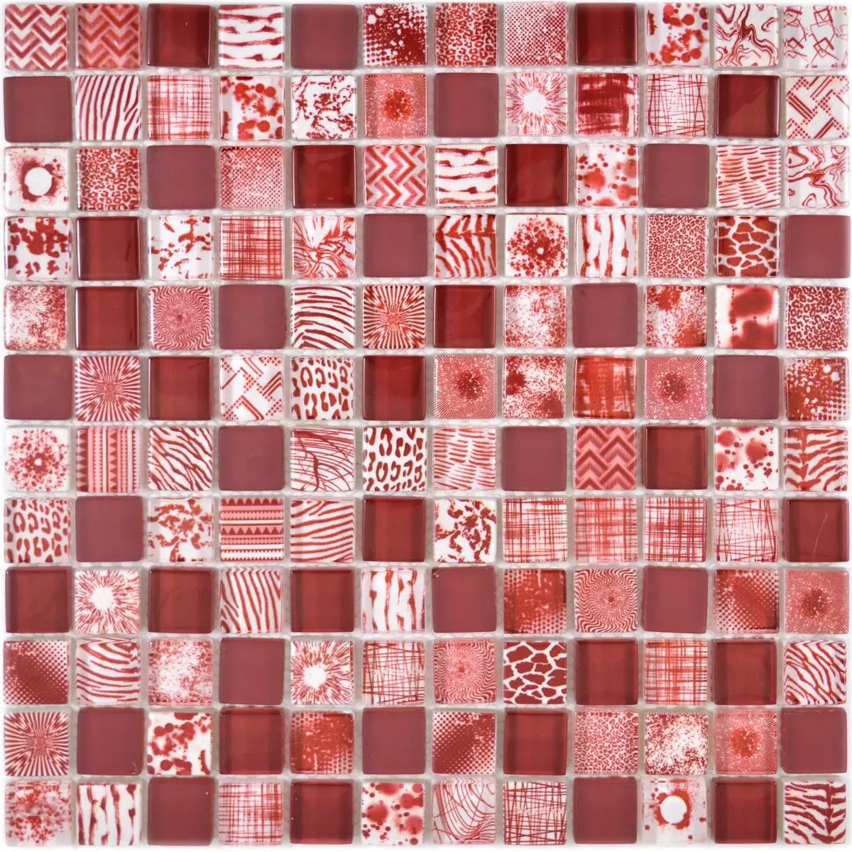 Glass Mosaic Tiles Cornelia Retro Optic Red