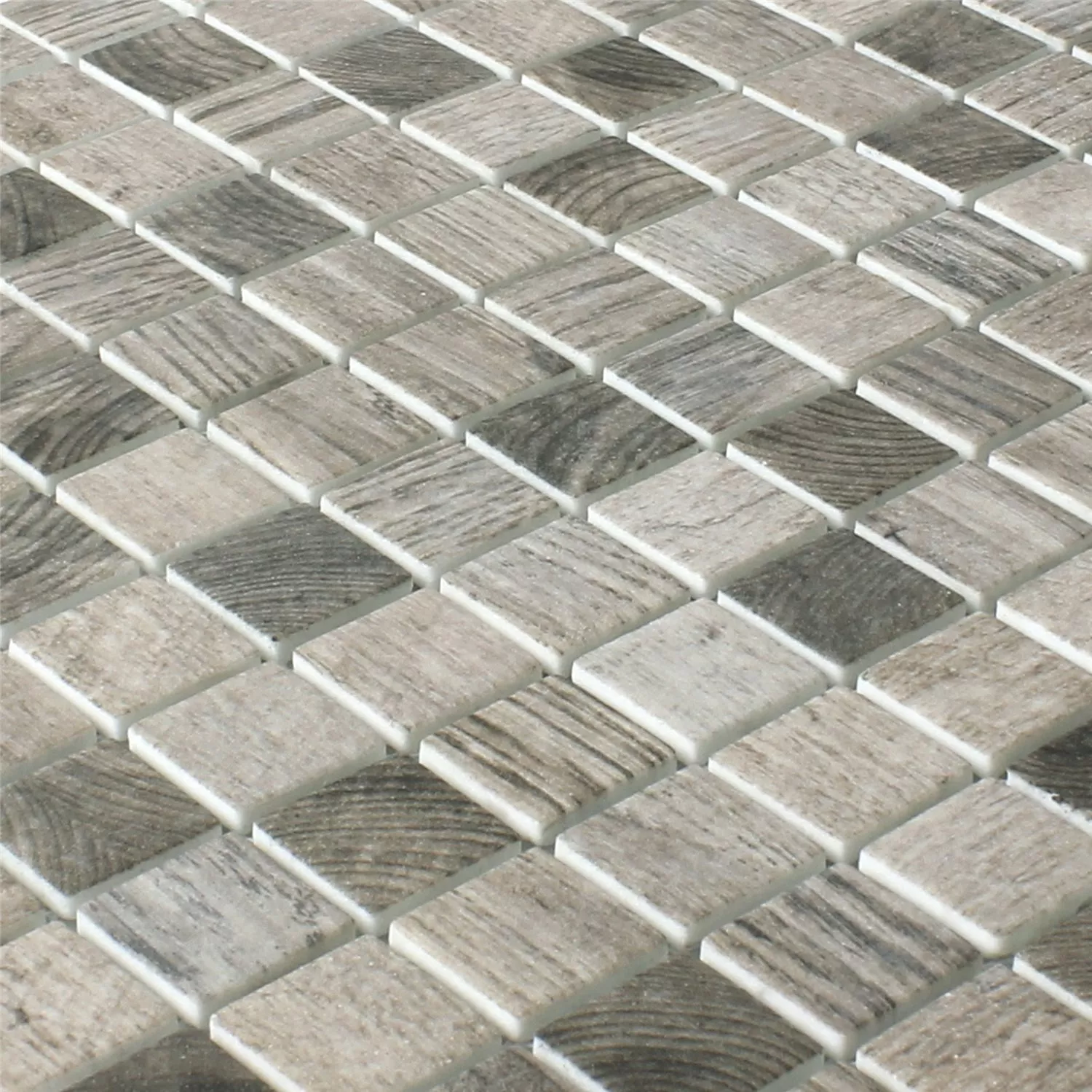 Mosaic Tiles Glass Valetta Wood Structure Light Grey