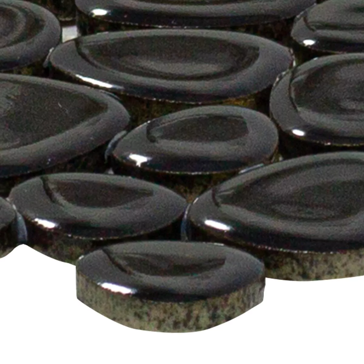 Sample Ceramic Pebble Mosaic Sabah Black Glossy