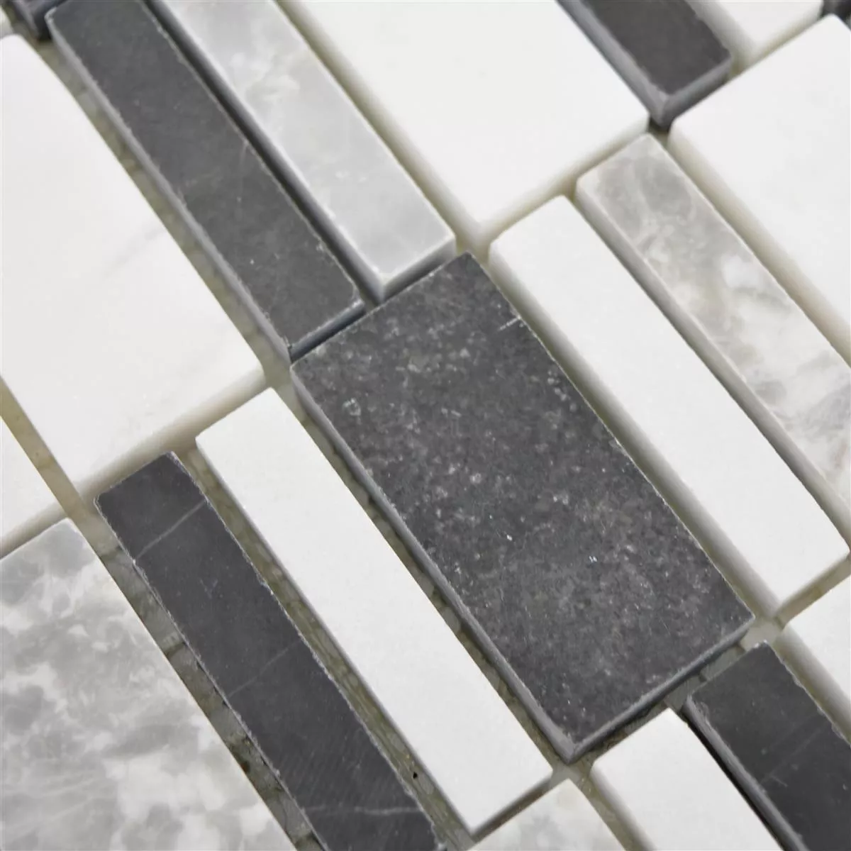 Sample Marble Mosaic Tiles Sunbury Black Grey White