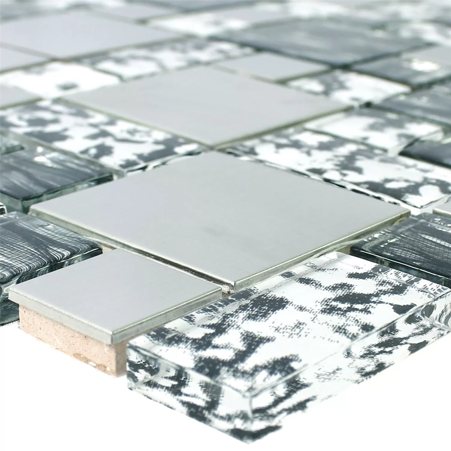 Glass Stainless Steel Mosaic Rio Black Silver White Glass Stainless Steel Mosaic Rio Black Silver White