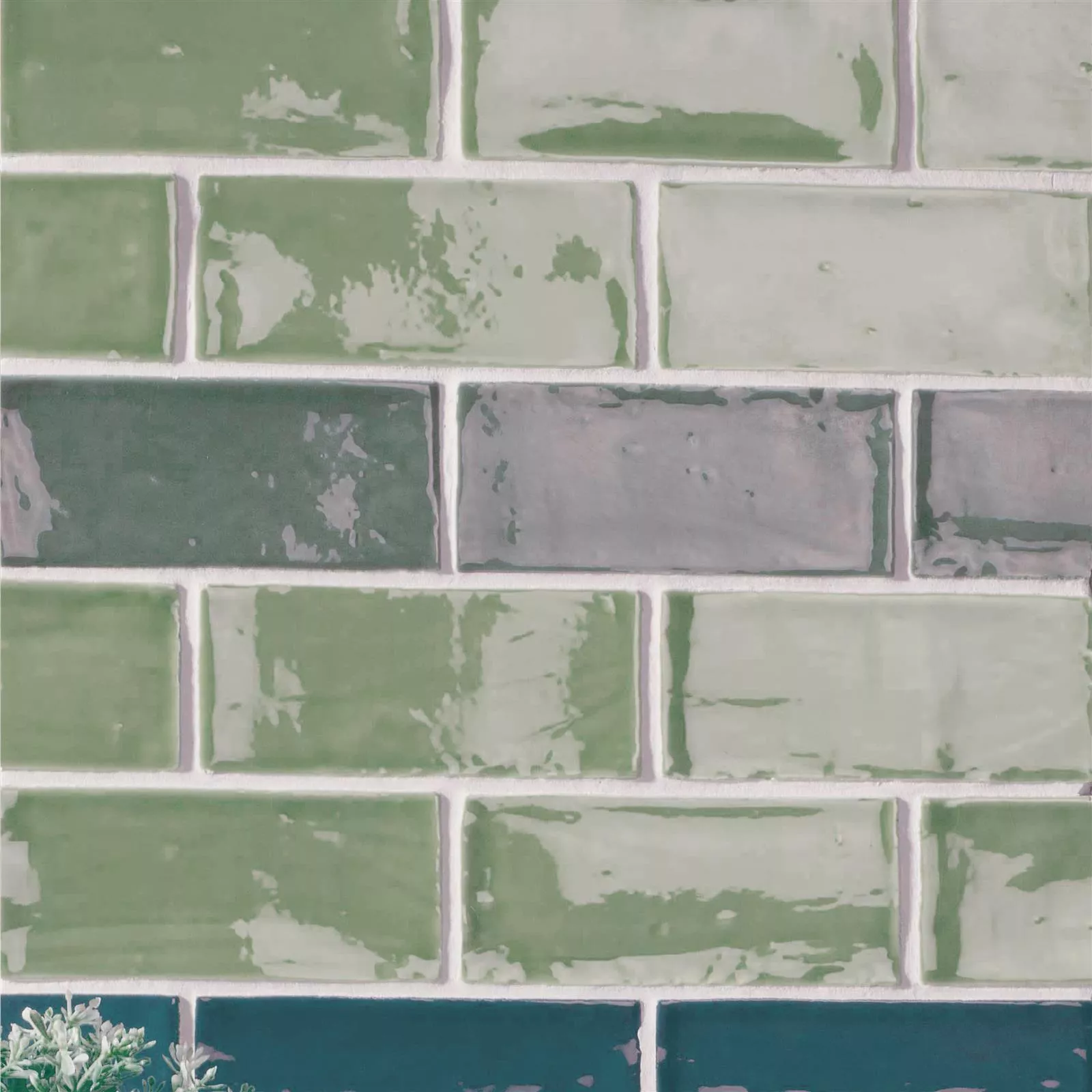 Sample Wall Tile Algier Hand Made 7,5x15cm Green Light