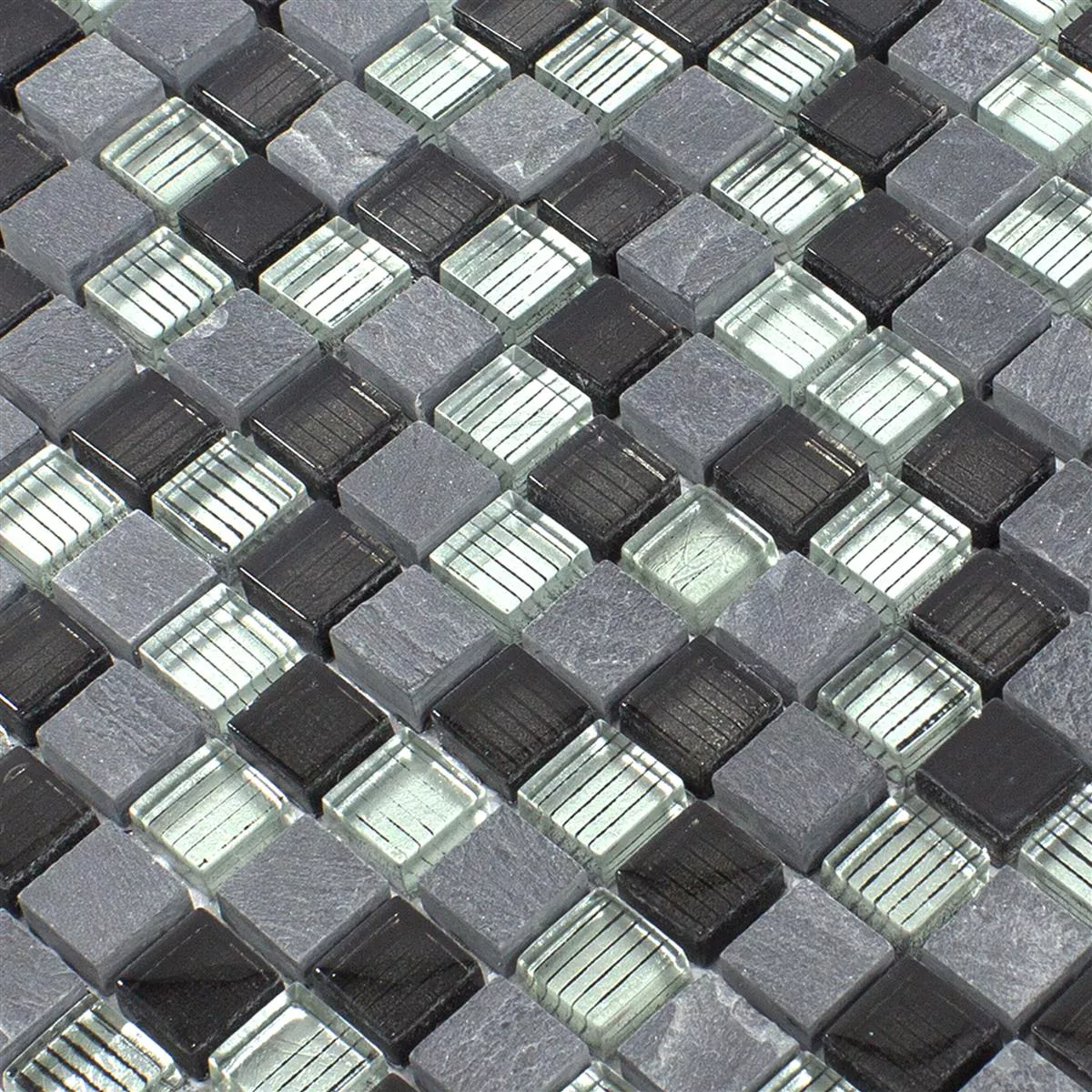 Sample Mosaic Tiles Glass Natural Stone Lincoln Grey Silver