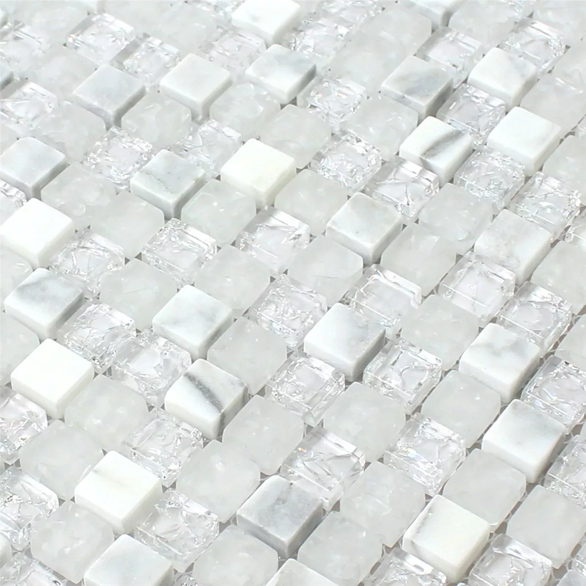 Mosaic Tiles Glass Natural Stone Broken White Effect