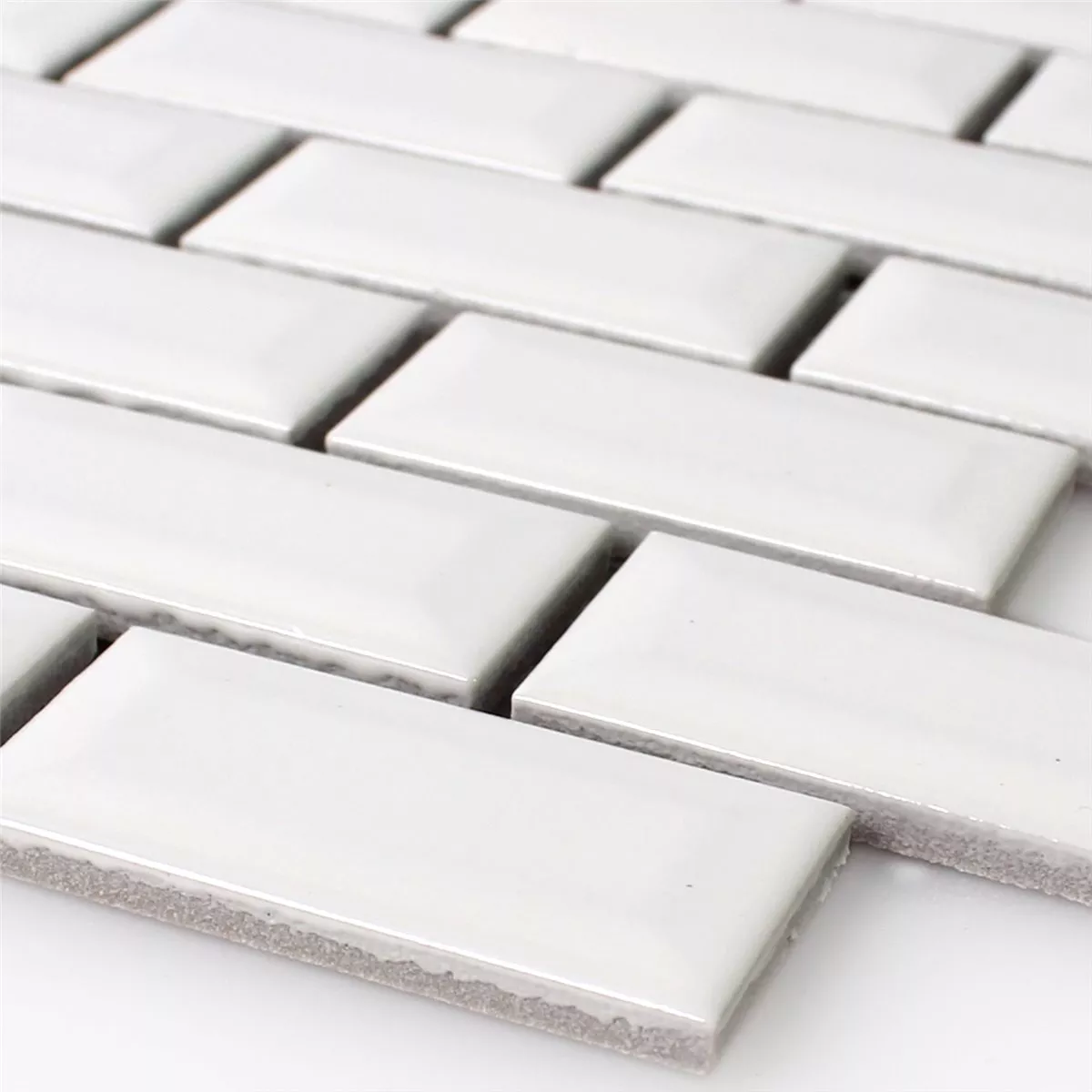 Mosaic Tiles Ceramic Metro Facet White Glossy