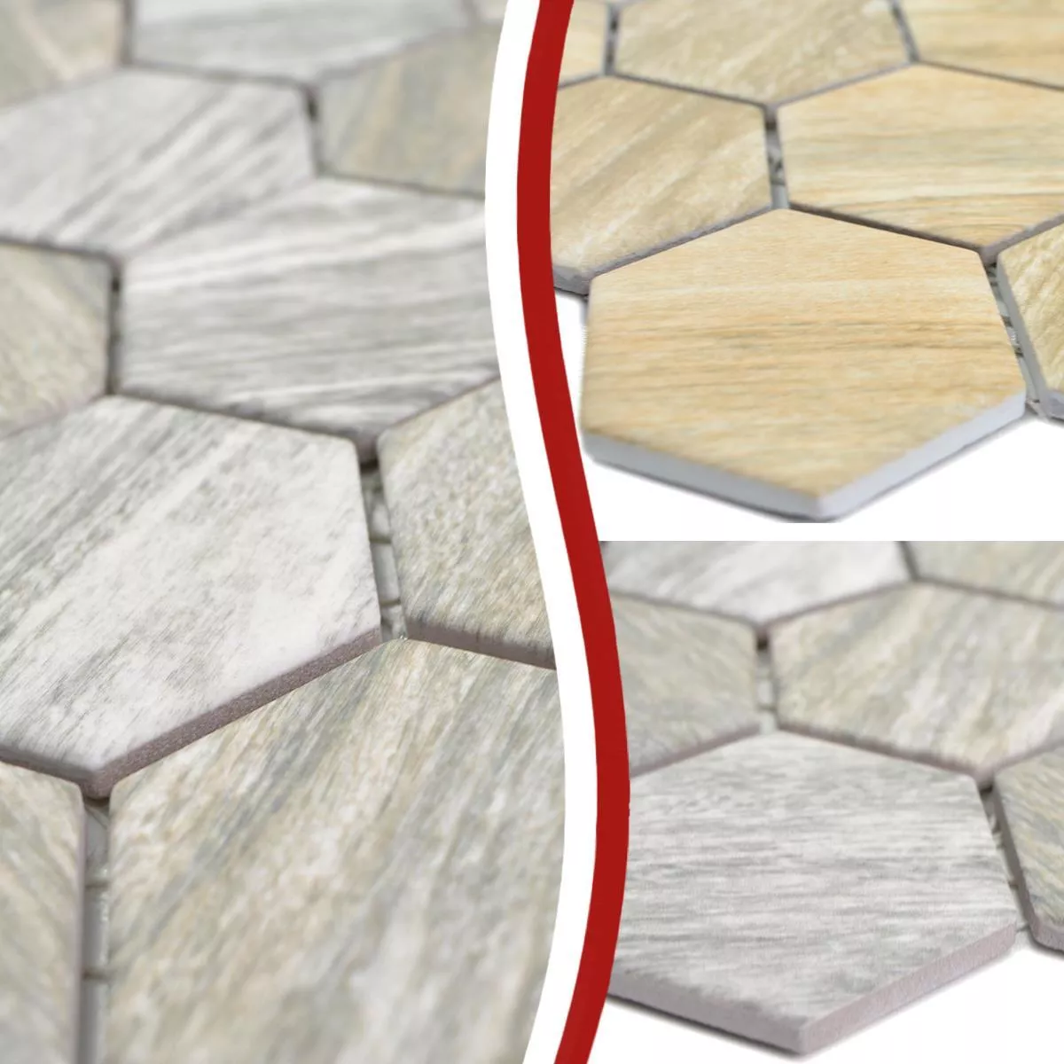 Ceramic Mosaic Duponti Hexagon Wood Optic