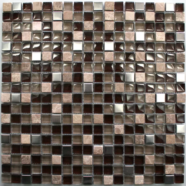 Sample Mosaic Tiles Glass Marble Stainless Steel Brown Mix