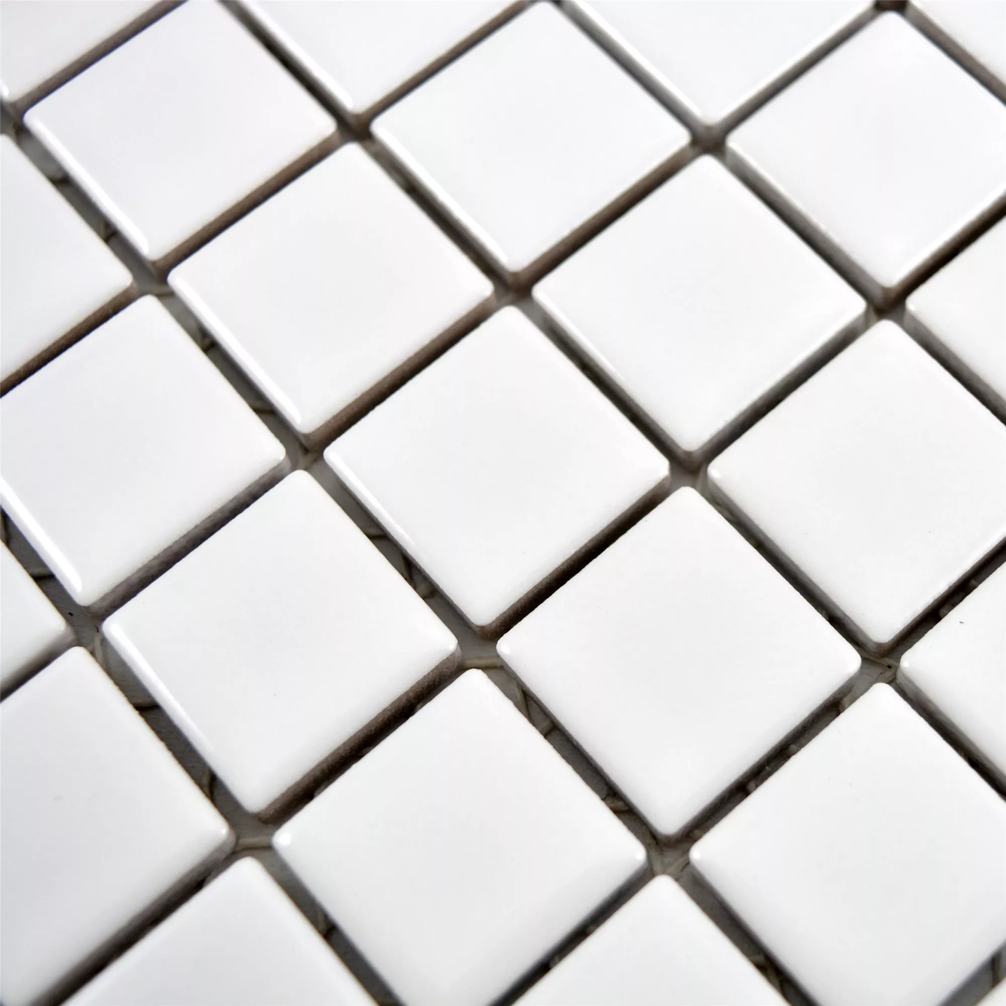 Ceramic Mosaic Tiles Adrian White Glossy Square 23