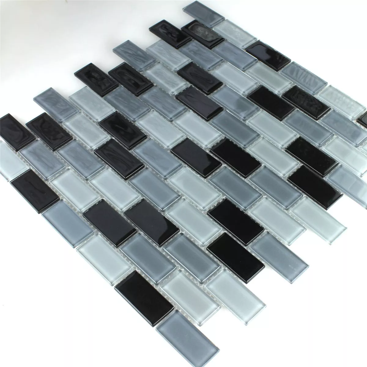 Mosaic Tiles Glass Black Mix 25x50x4mm