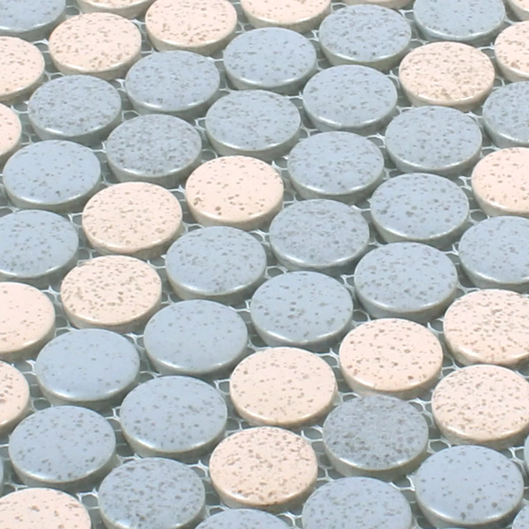 Sample Button Mosaic Tiles Ceramic Brillo Beige Grey
