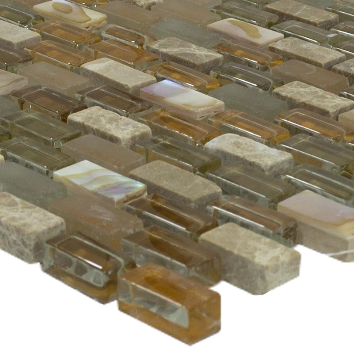 Glass Natural Stone Mosaic Zafferana Brown Beige Glass Natural Stone Mosaic Zafferana Brown Beige