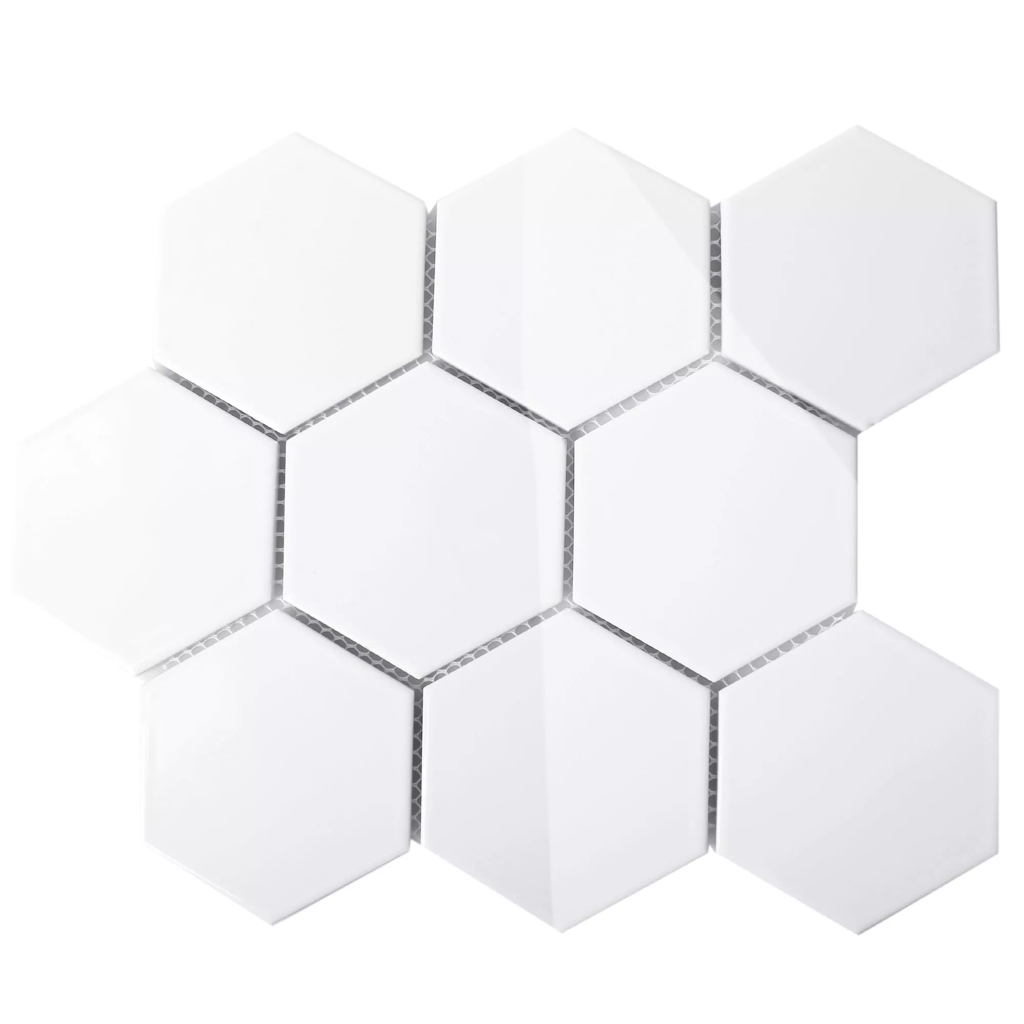 Ceramic Mosaic Tiles Hexagon Salamanca White Glossy H95