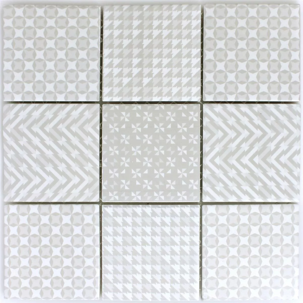 Mosaic Tiles Ceramic Cement Optic Geo Grey
