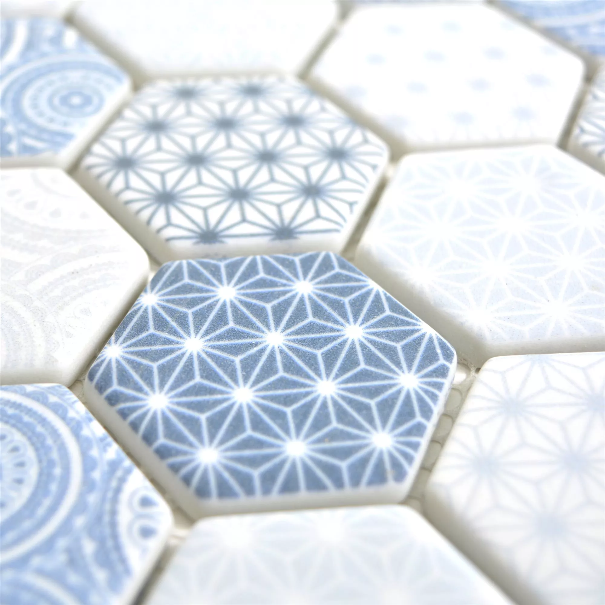 Sample Glass Mosaic Tiles Acapella Light Blue Hexagon