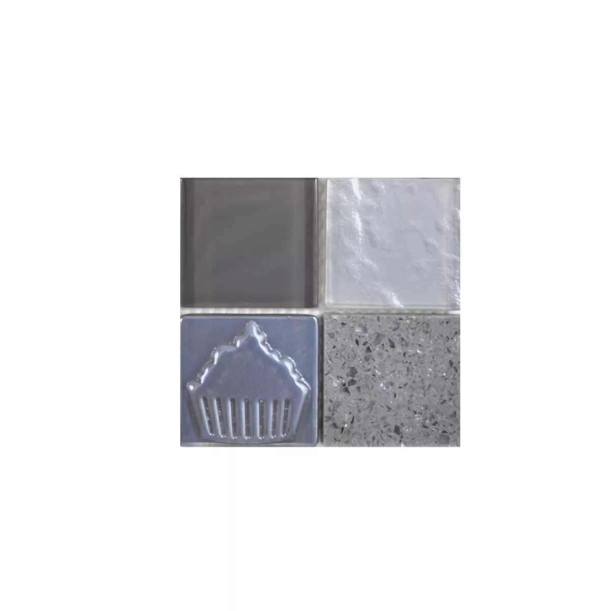 Sample Glass Stainless Steel Natural Stone Mosaic Emporia Grey Silver