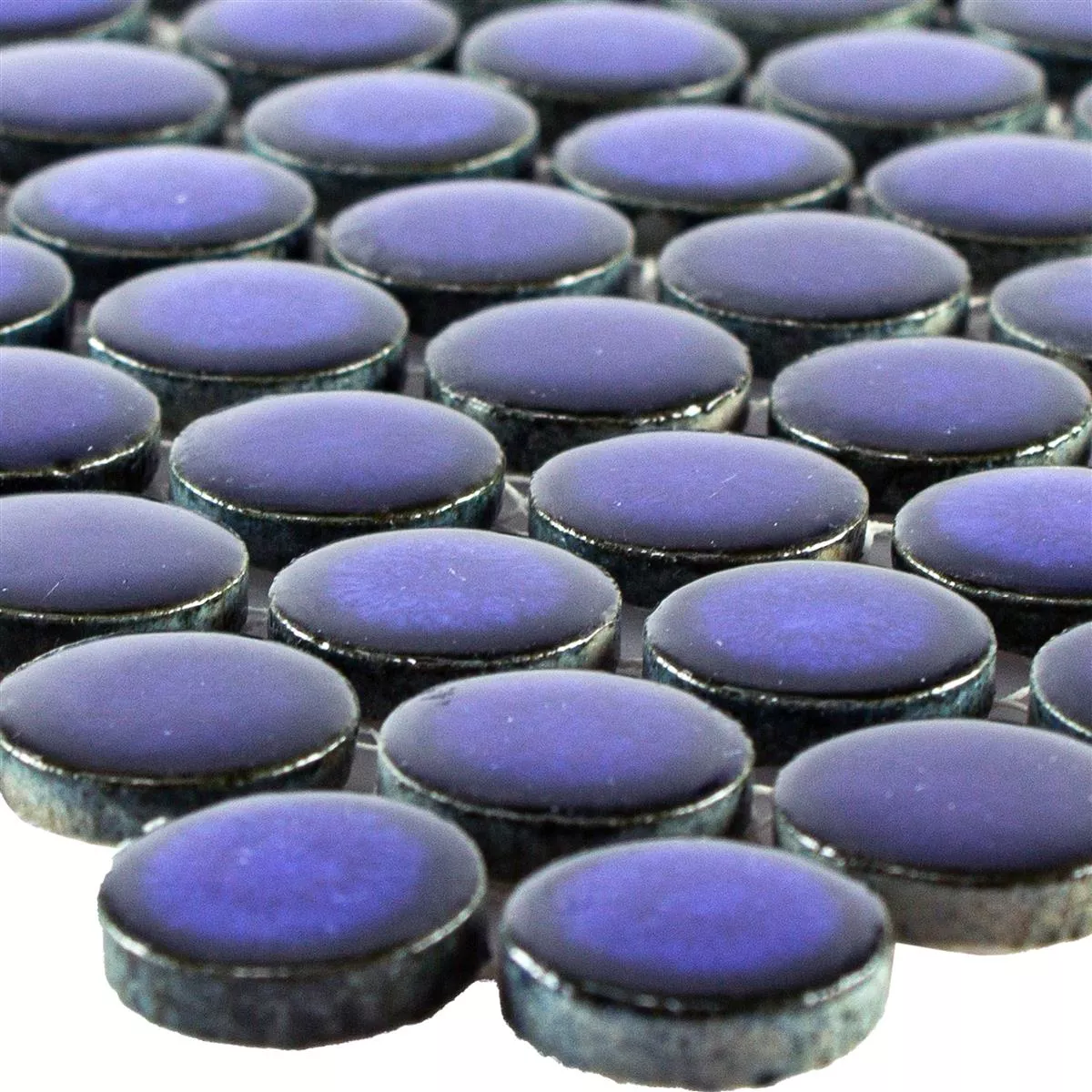 Ceramic Mosaic Tiles Joplin Button Round Blue Ceramic Mosaic Tiles Joplin Button Round Blue