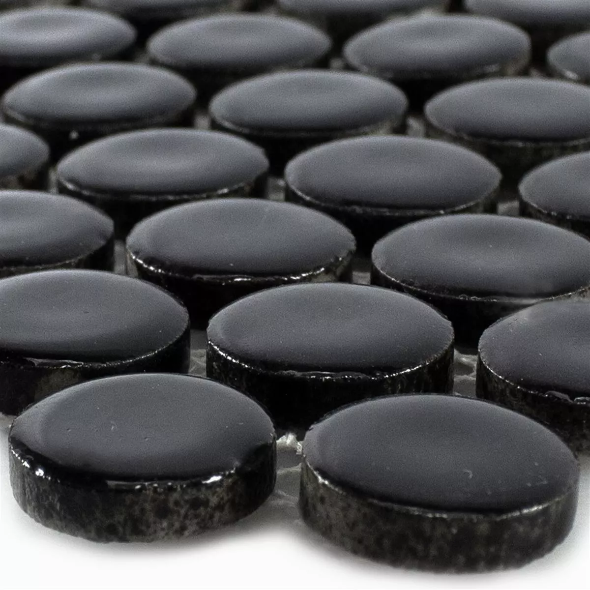 Ceramic Mosaic Tiles Button Yantra Black Glossy Ceramic Mosaic Tiles Button Yantra Black Glossy