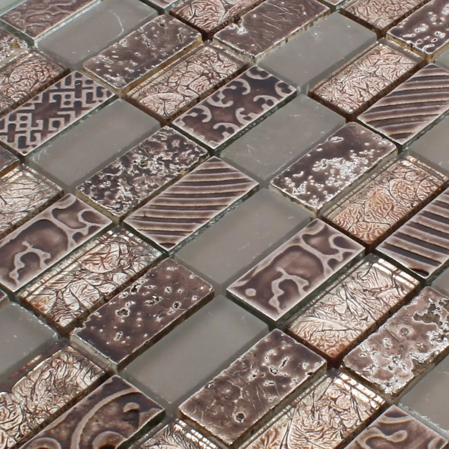 Mosaic Tiles Glass Natural Stone Piroshka Brown