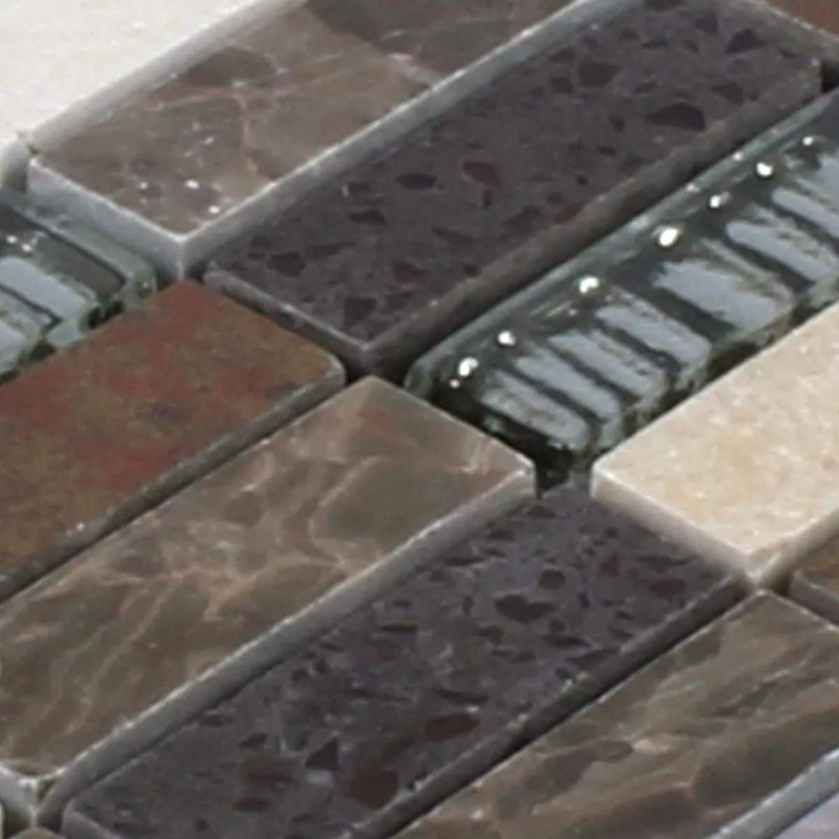 Sample Mosaic Tiles Metal Glass Natural Stone Beige Brown Mix