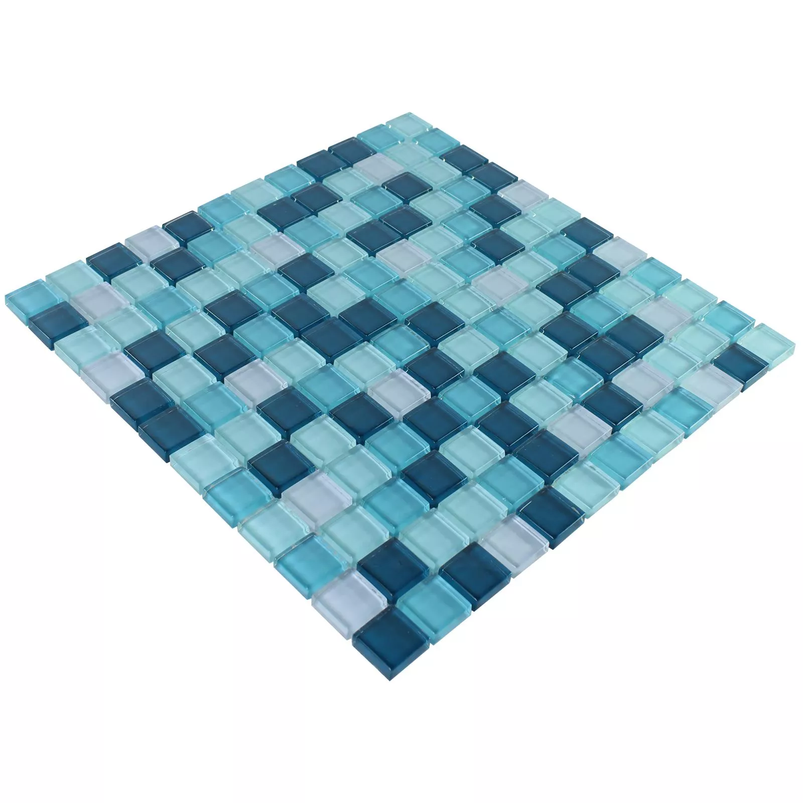 Sample Glass Mosaic Tiles Palikir Blue Green Mix