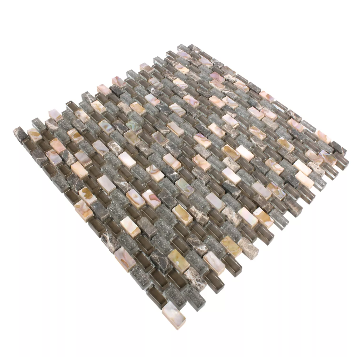 Mosaic Tiles Shell Glass Natural Stone Jasmina Dark Brown
