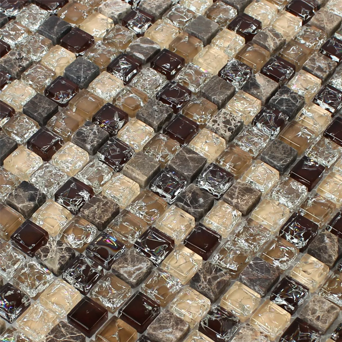 Sample Mosaic Tiles Glass Natural Stone Broken Dark Emperador
