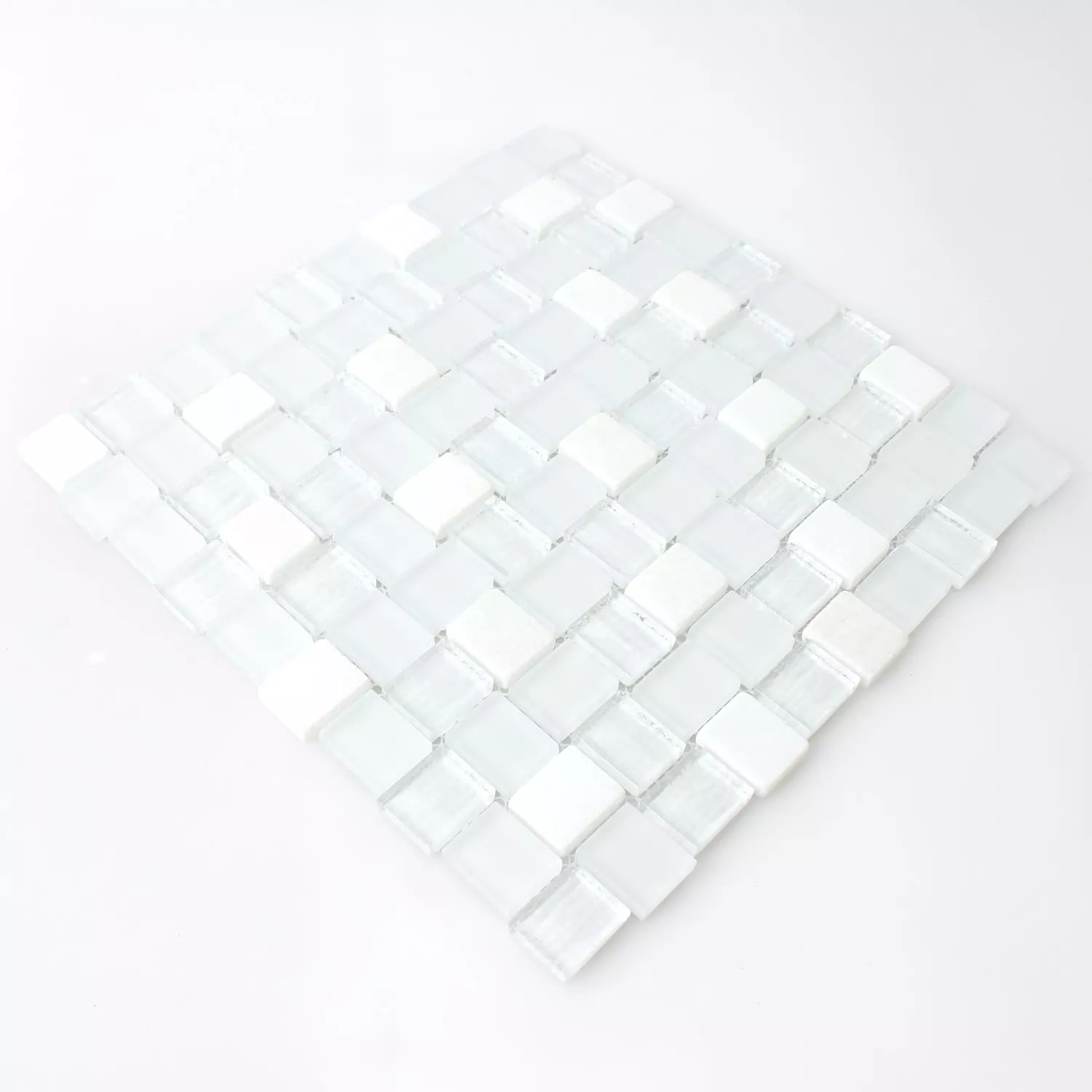Sample Mosaic Tiles Glass Natural Stone White