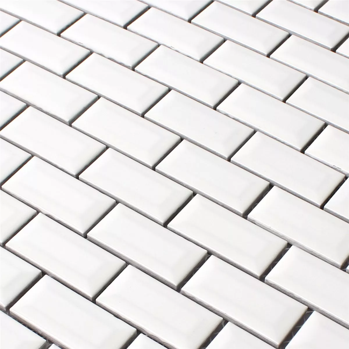 Mosaic Tiles Ceramic Metro Facet White Glossy