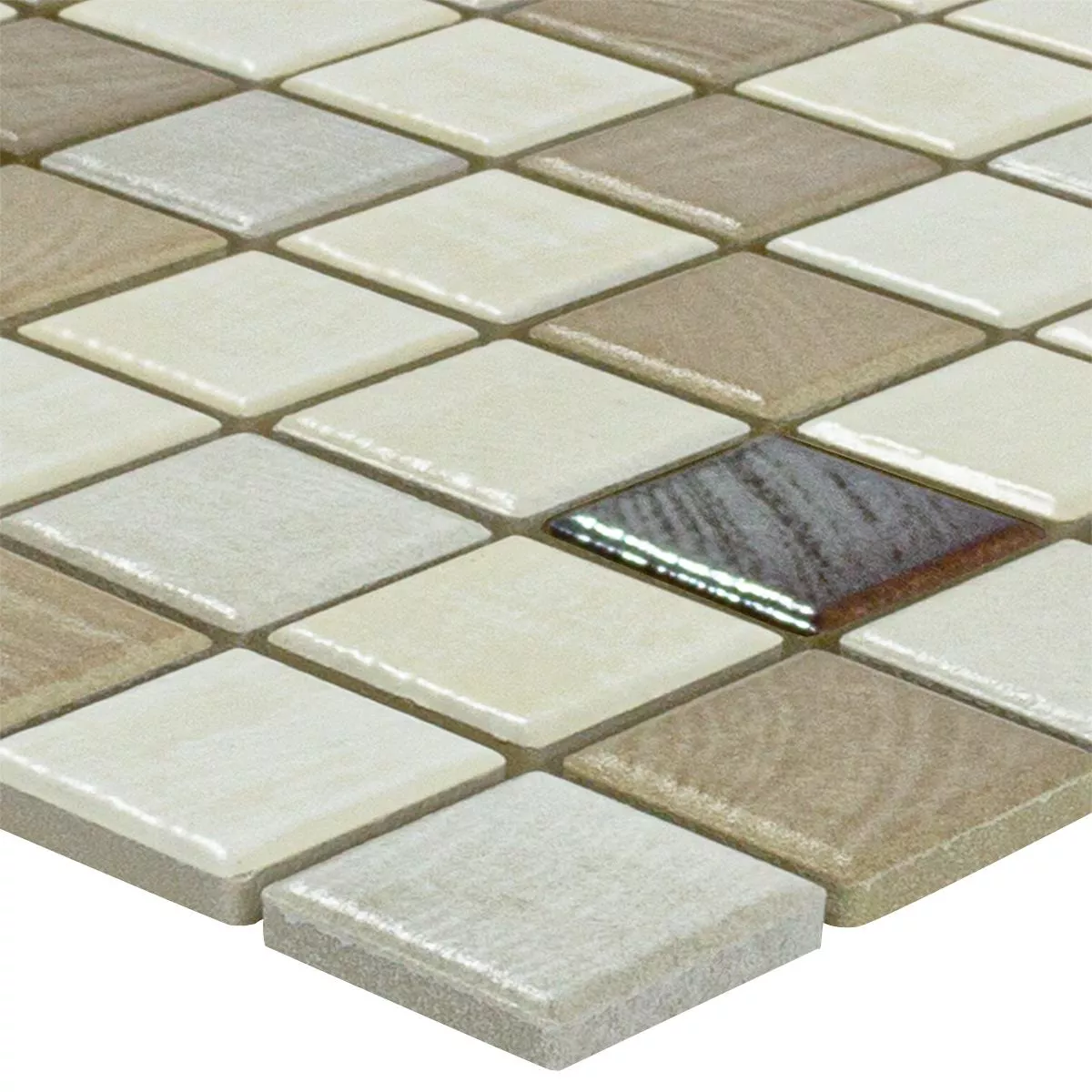 Ceramic Mosaic Tiles Luminara Wood Optic Brown Silver