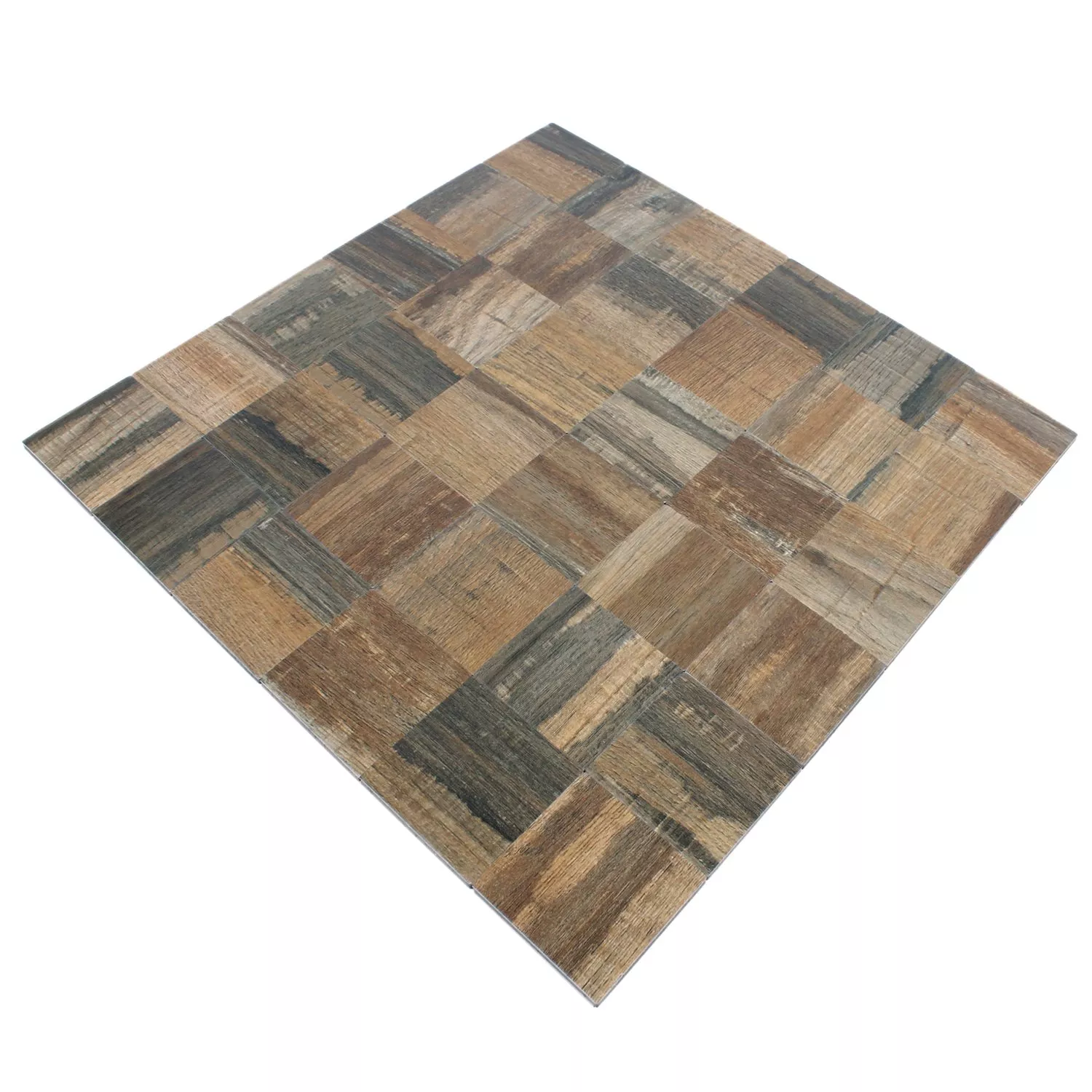 Sample Mosaic Tiles Wood Optic Metal Self Adhesive Reynosa Brown