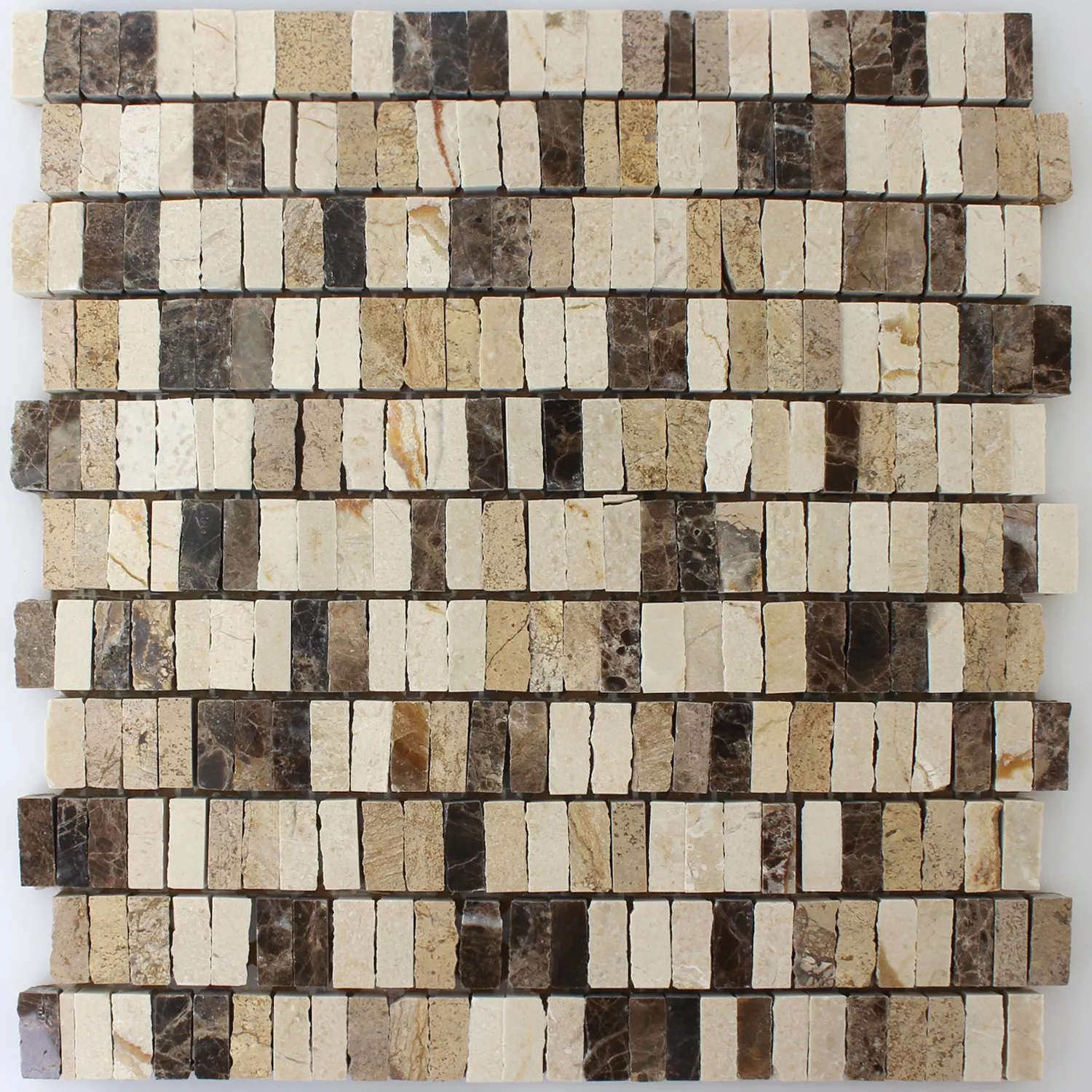 Sample Mosaic Tiles Zoltan Beige Crema Emperador Sticks