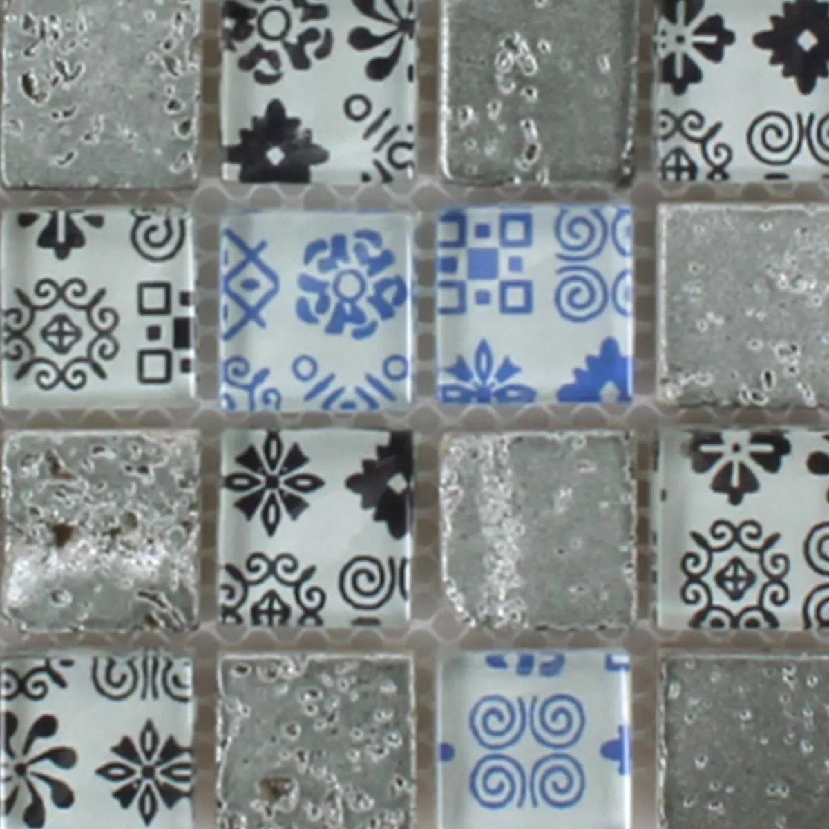 Sample Mosaic Tiles Resin Glass Belmont Blue Silver