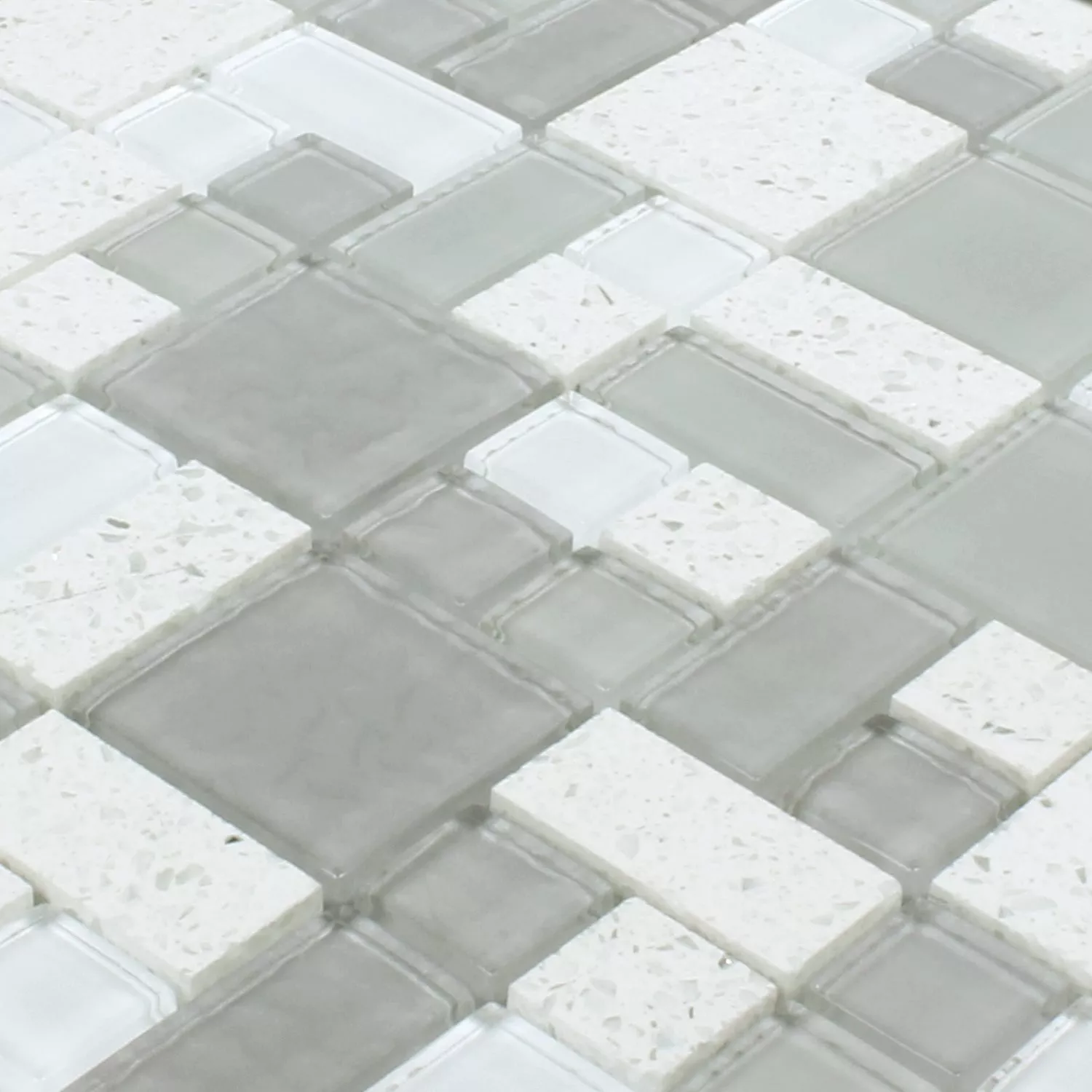 Mosaic Tiles Lauria Glass Resin White